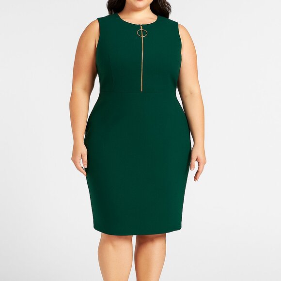 Calvin Klein Dark Green Dress 12 Business Interview Professional Office Classic - Picture 1 of 15